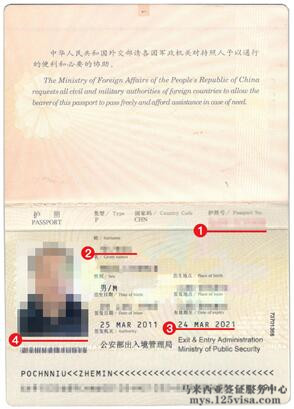 马来西亚签证材料护照模板
